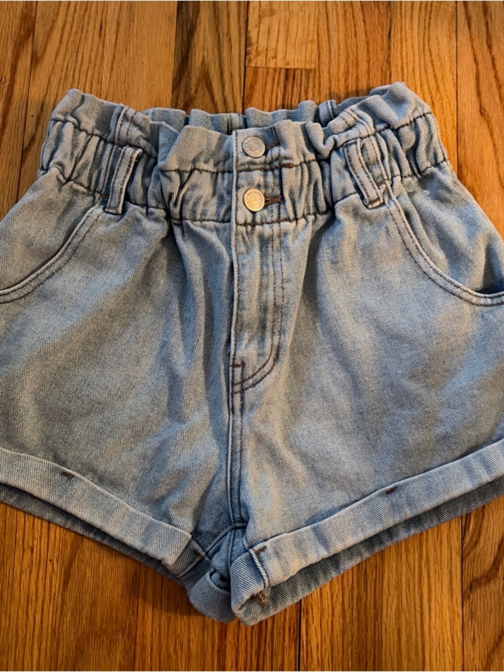 PacSun Paperbag Waist Light Blue Denim Mom Shorts